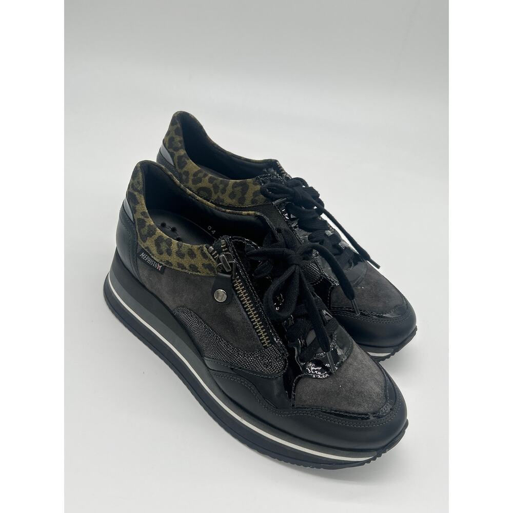 Mephisto Air-Relax Leather Platform Sneakers Leopard Zip Women’s US 6.5 EU 4